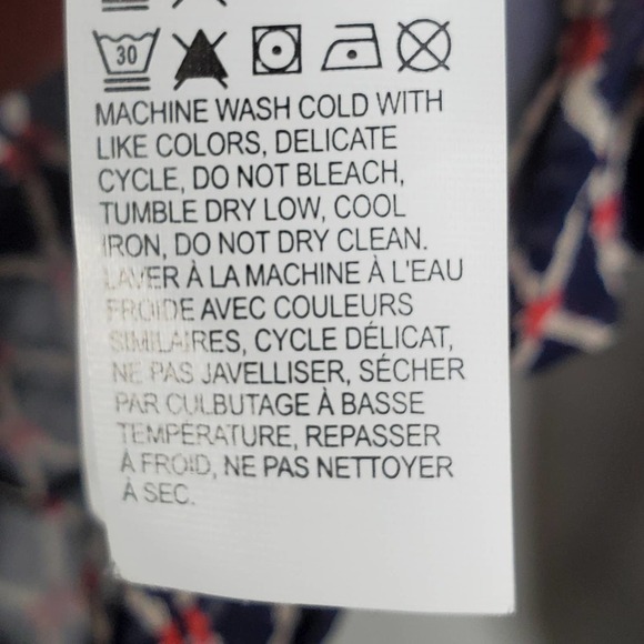 Lucky Brand Diamond Pattern Peasant Top Beaded Navy Red White Size XS - Picture 10 of 11